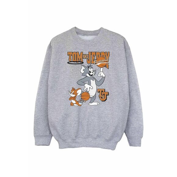 Tom and Jerry Boys Spinning Basketball Sweatshirt / Sports Grey
